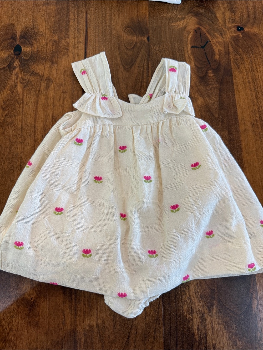 ZARA Cream Romper with Pink Floral Details